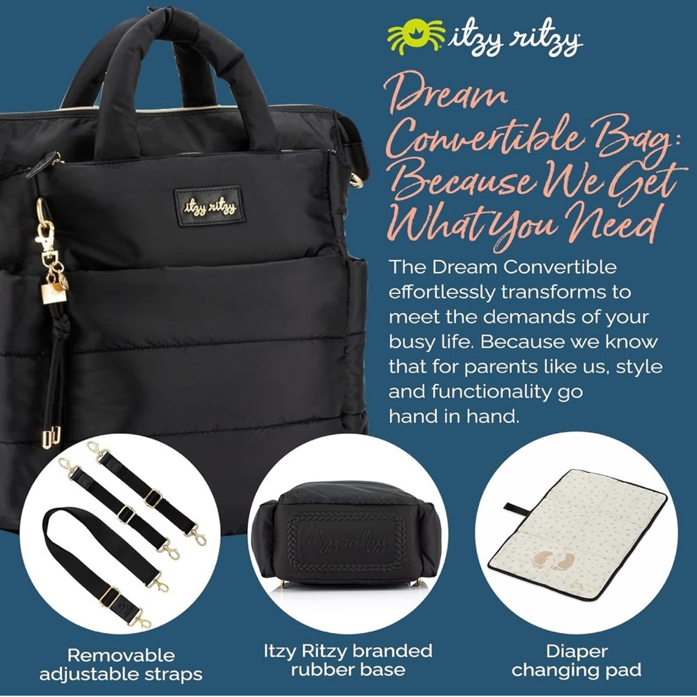 Itzy Ritzy Black Convertible Bag